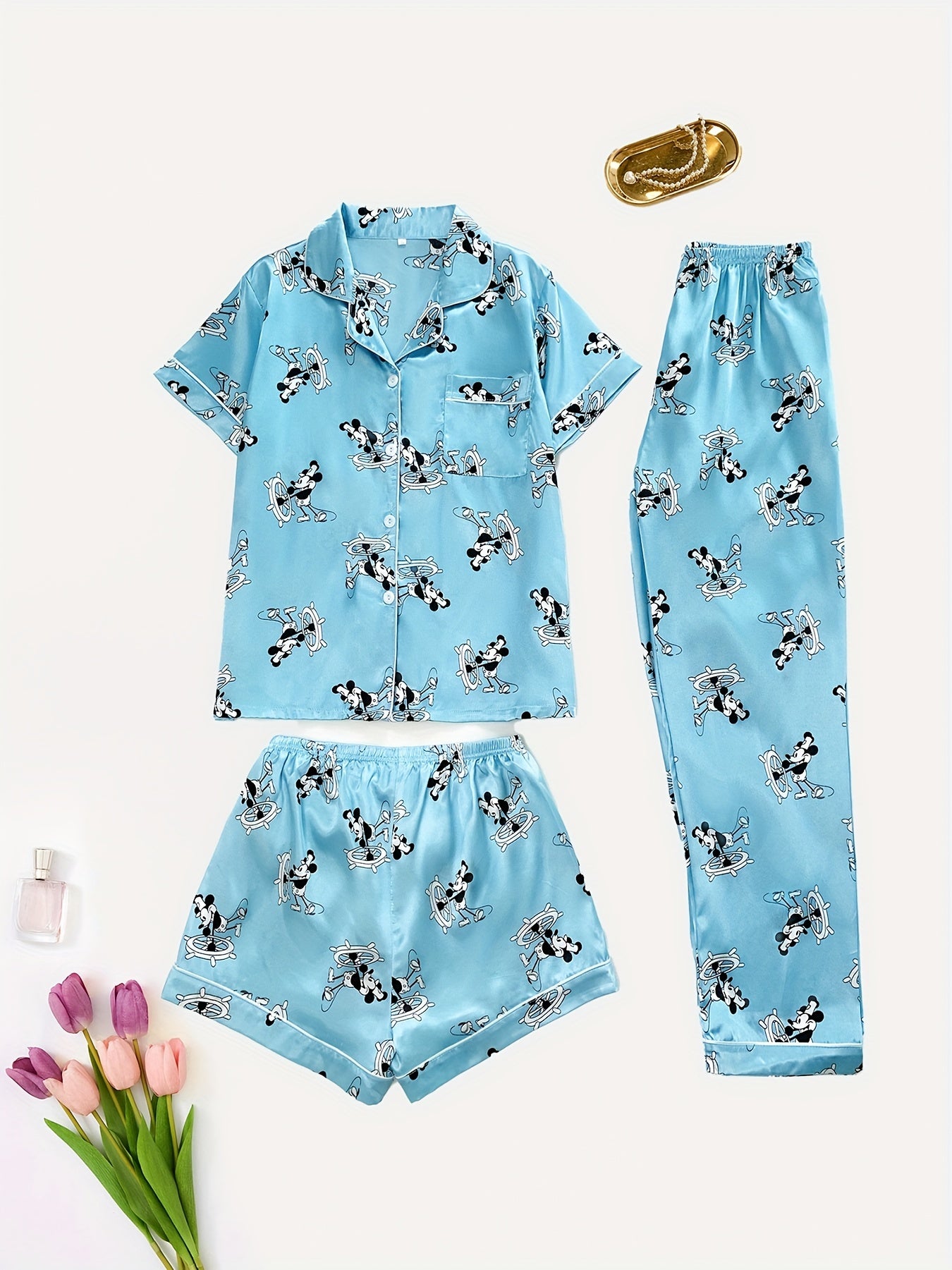 Cow & Mouse Print 3Pcs PJ Set ( Combo of 2)