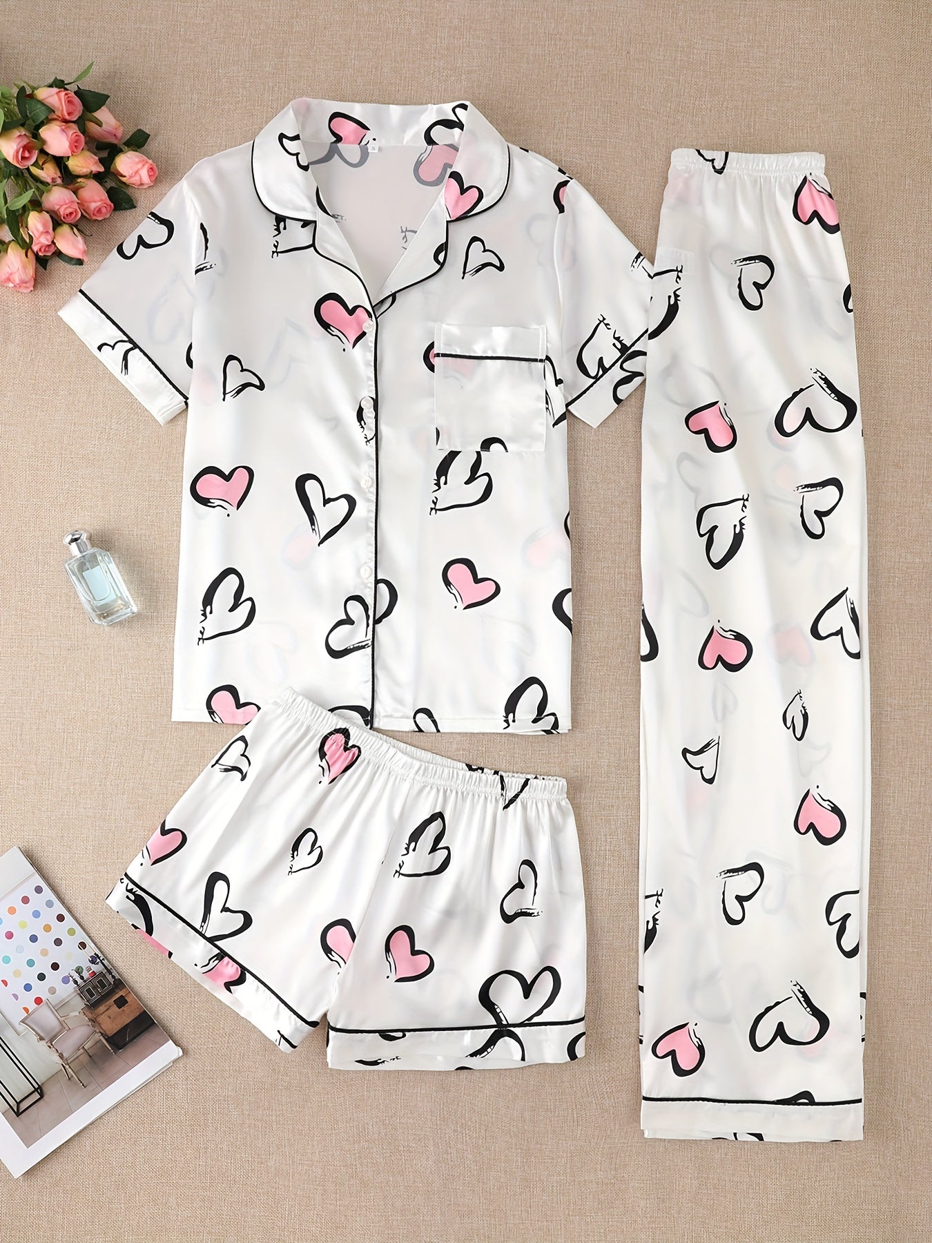 Cozy Heart Print 3Pcs PJ Set ( Combo of 2)