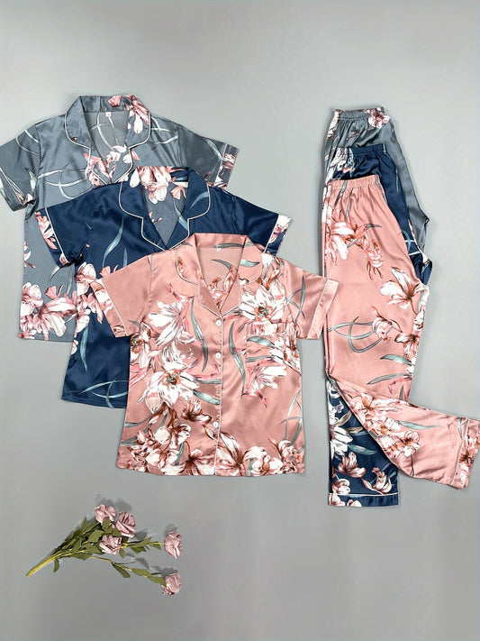 Floral Print Pajama Set (Combo of 3 Packs)