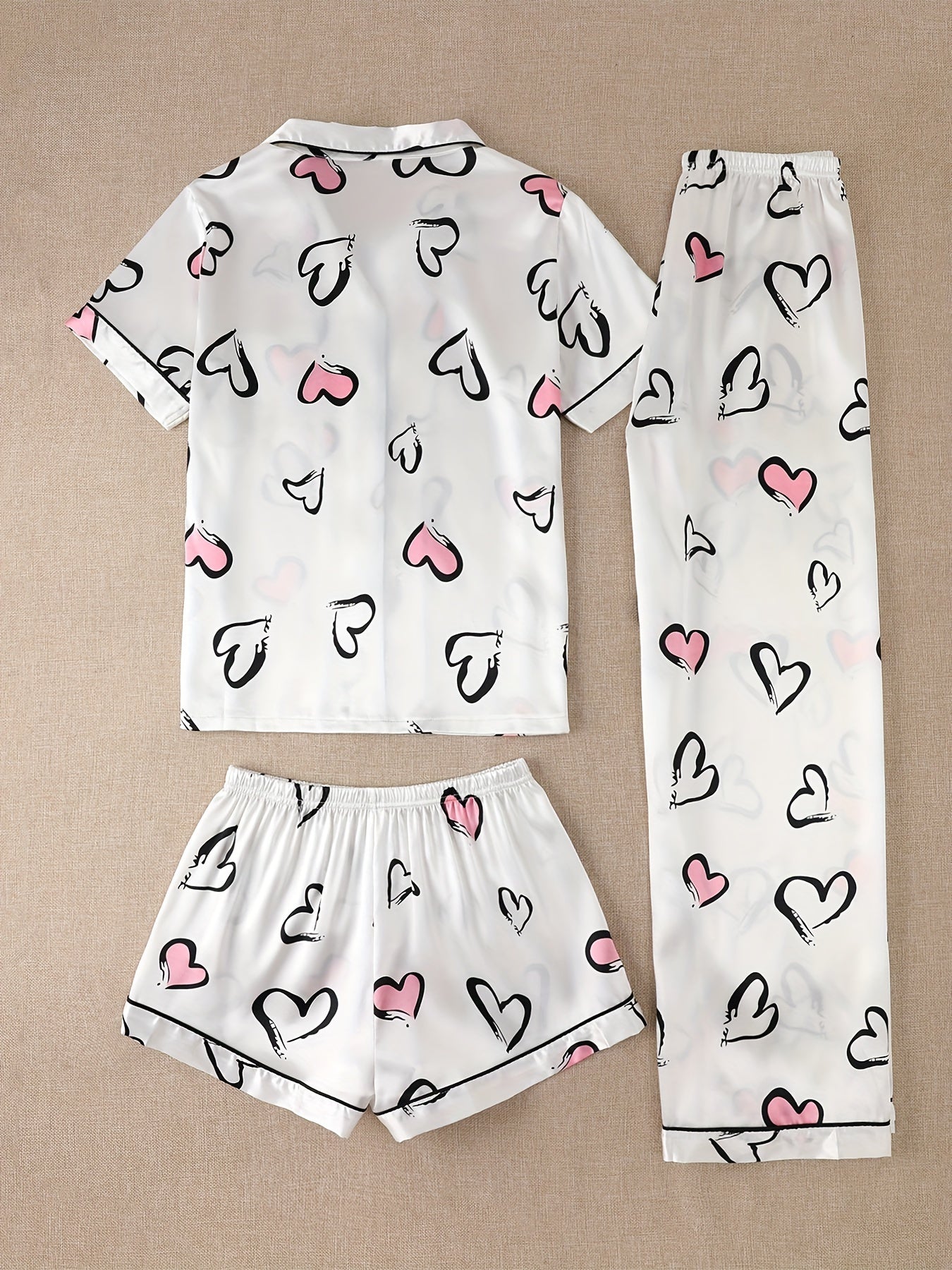 Cozy Heart Print 3Pcs PJ Set ( Combo of 2)