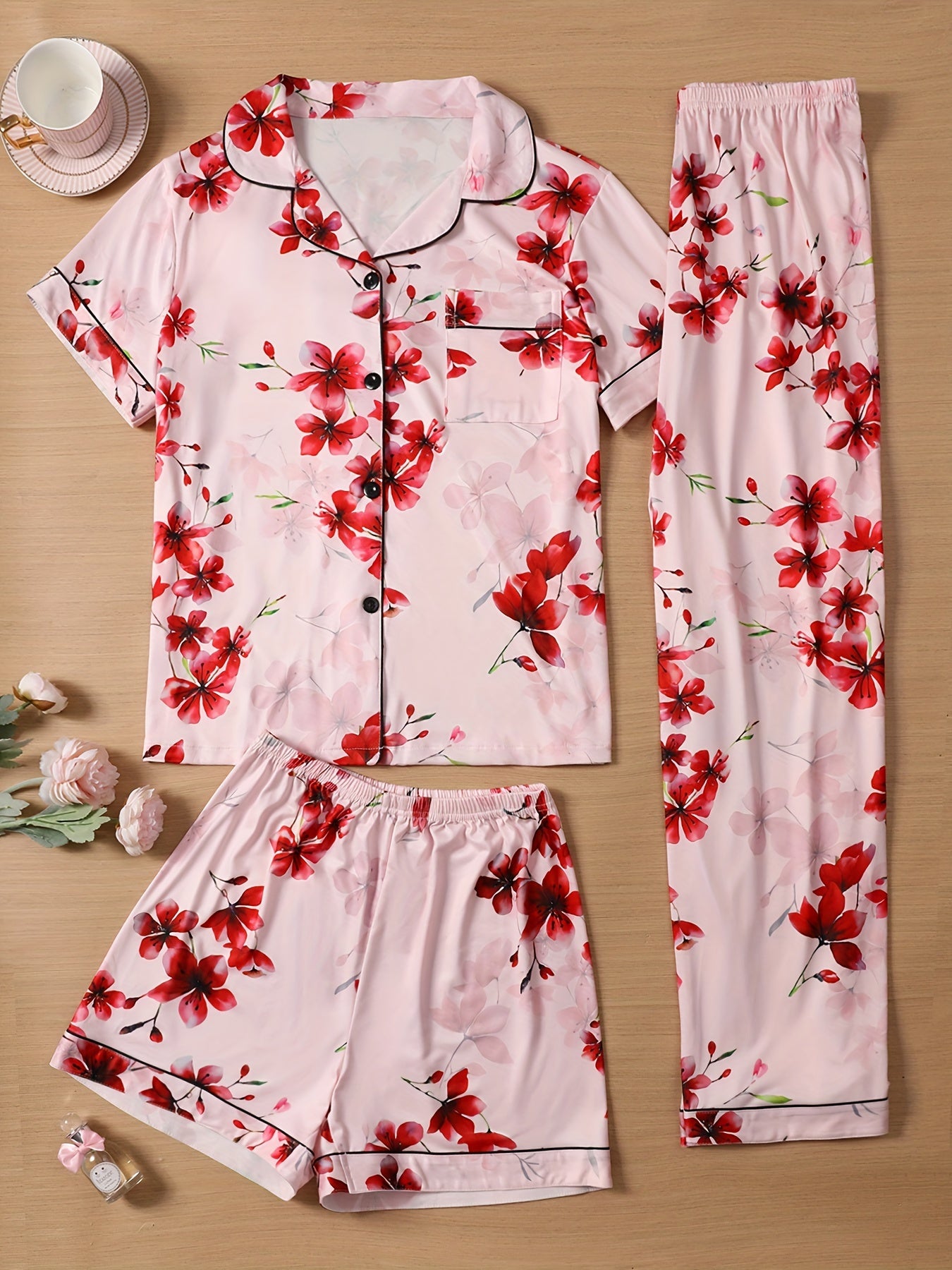 Floral Print 3Pcs PJ Set ( Combo of 2)