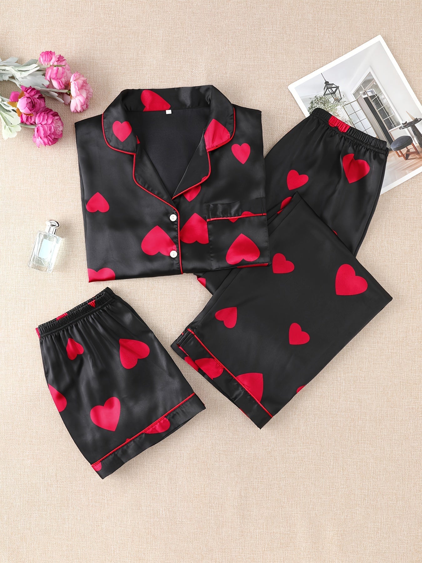 Cozy Heart Print 3Pcs PJ Set ( Combo of 2)