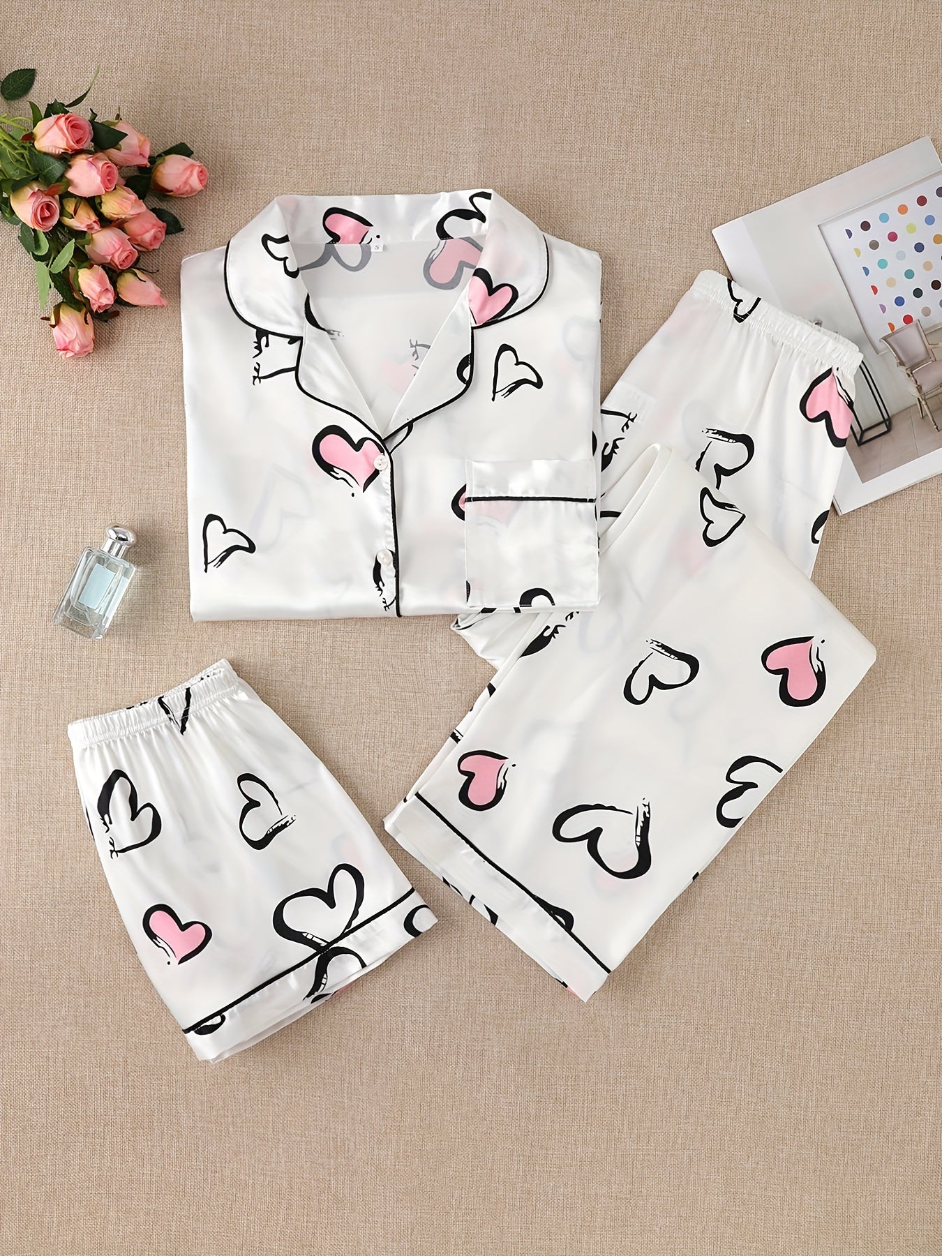 Cozy Heart Print 3Pcs PJ Set ( Combo of 2)