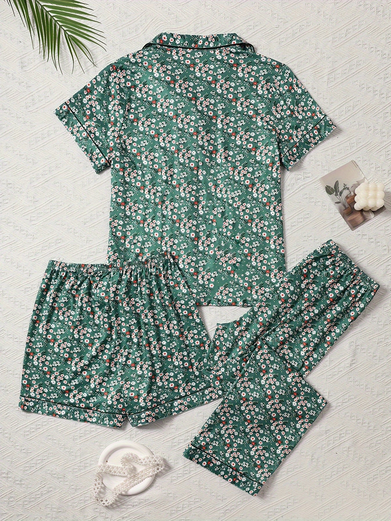 Ditsy & Floral Print 3Pcs PJ Set ( Combo of 2)