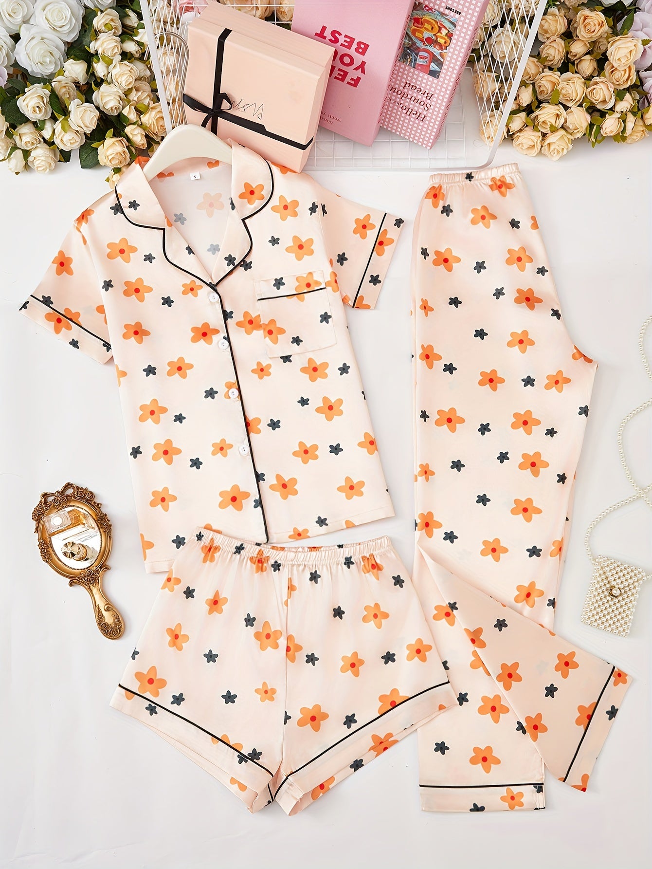 Floral & Bird Print Print 3Pcs PJ Set ( Combo of 2)