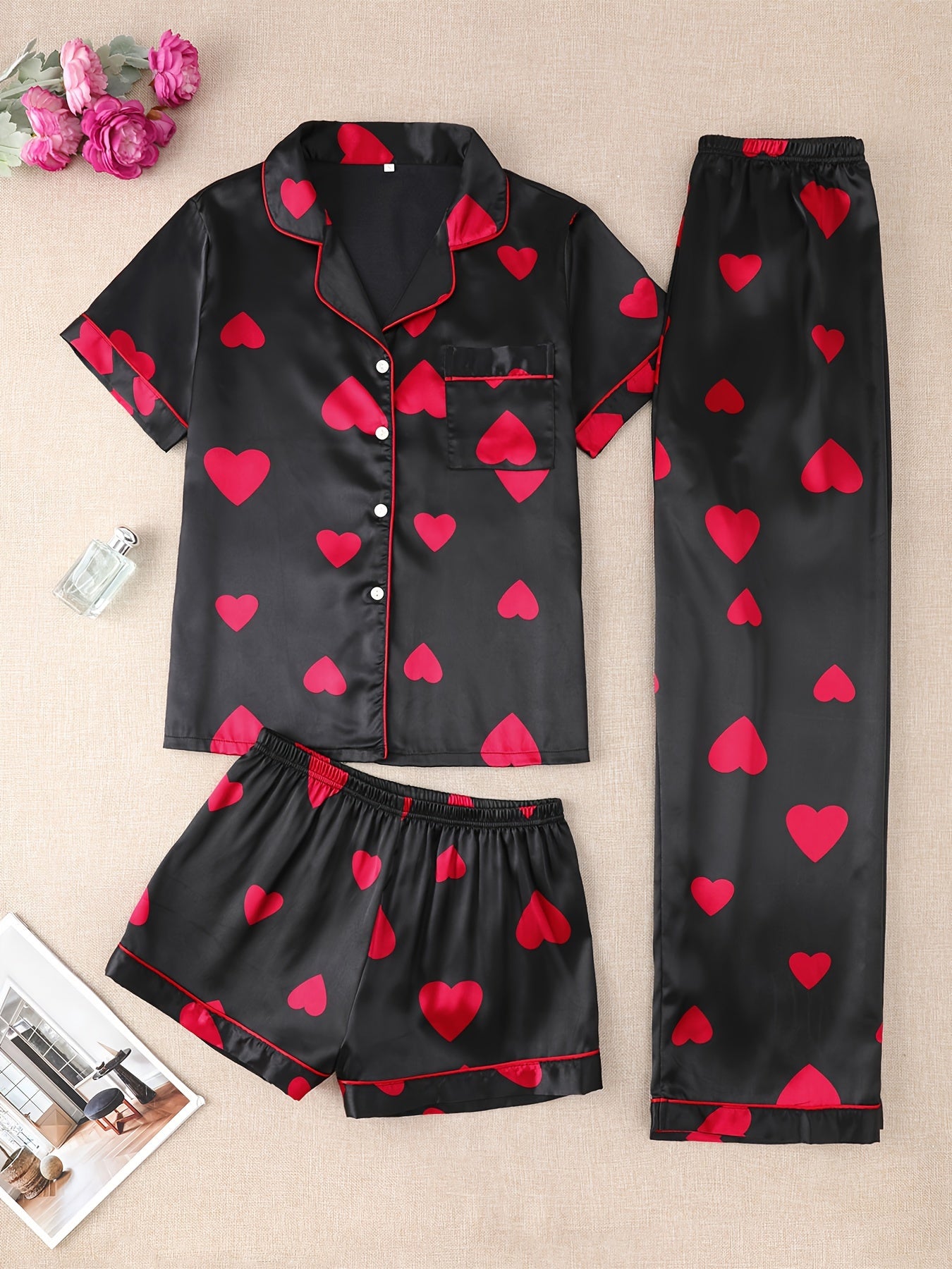 Cozy Heart Print 3Pcs PJ Set ( Combo of 2)