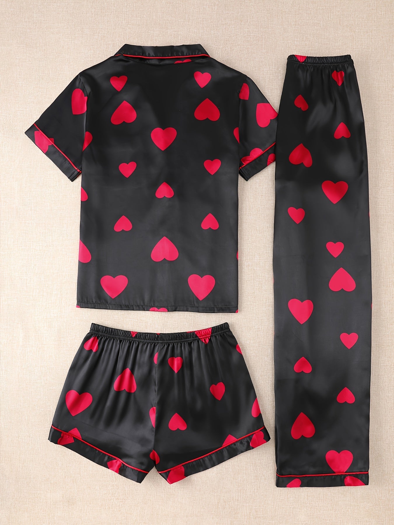 Cozy Heart Print 3Pcs PJ Set ( Combo of 2)