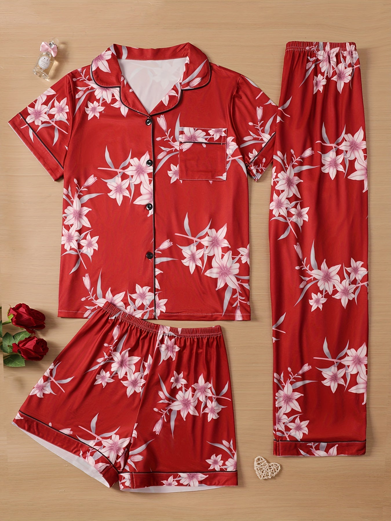 Floral Print 3Pcs PJ Set ( Combo of 2)