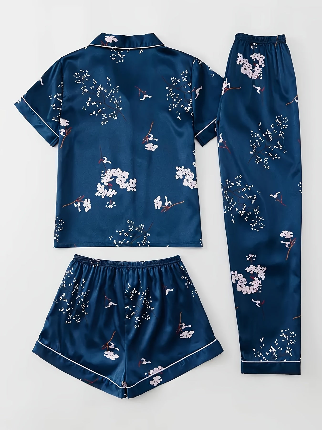 Leaf & Floral Print 3Pcs PJ Set ( Combo of 2)