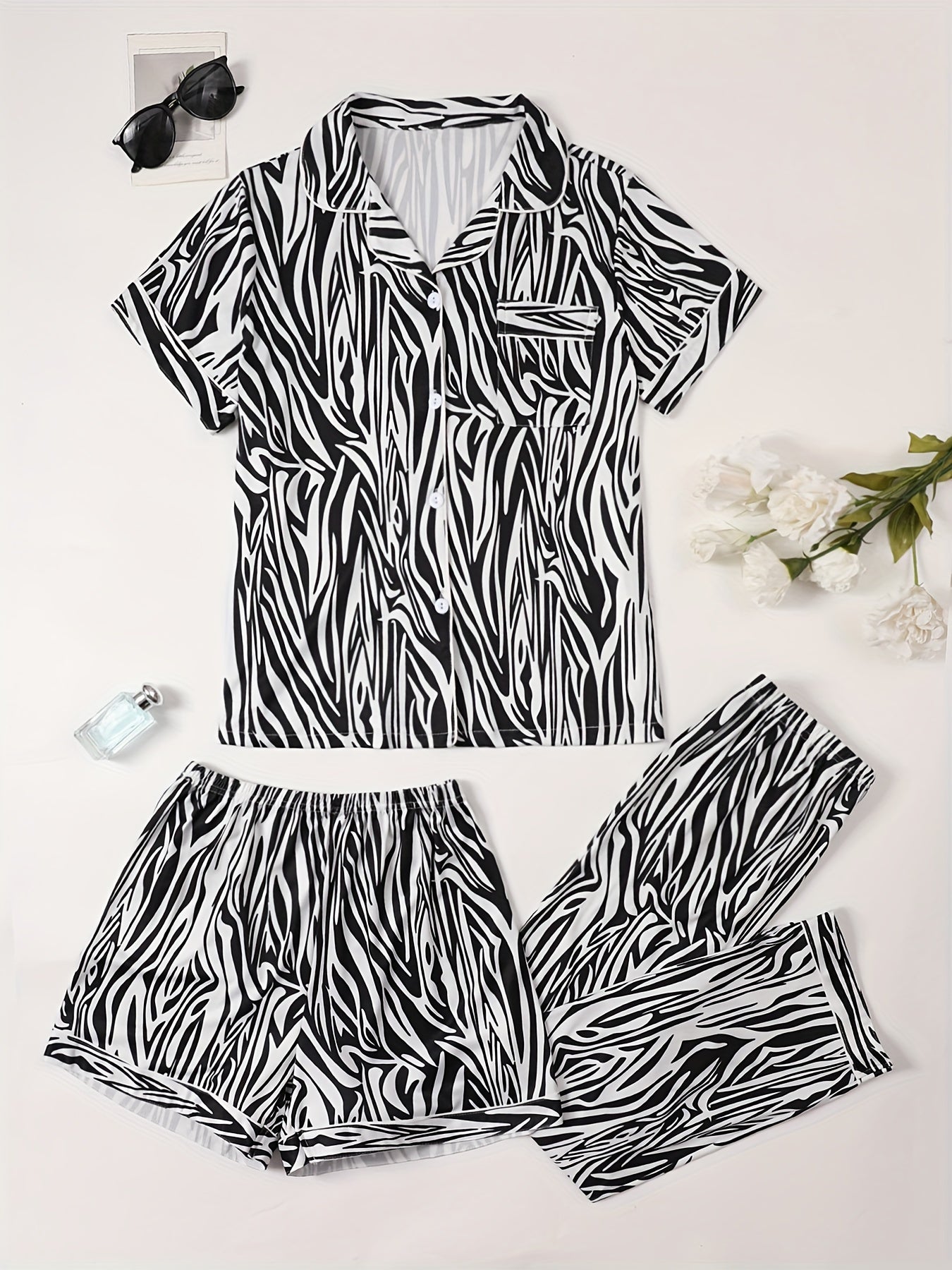 Leopard & Zebra Print 3Pcs PJ Set ( Combo of 2)